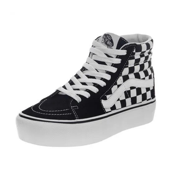 Vans Ua Sk8-Hi Platform 2 - Checkerboard / True White / Black - Scarpe Profilo Alto Donna Multicolore    