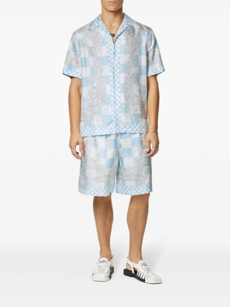 versace Shorts Medusa a scacchi in seta