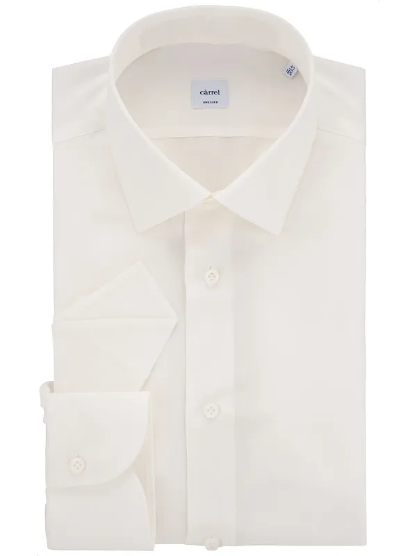 White Silk Shirt for Men with Classic Collar