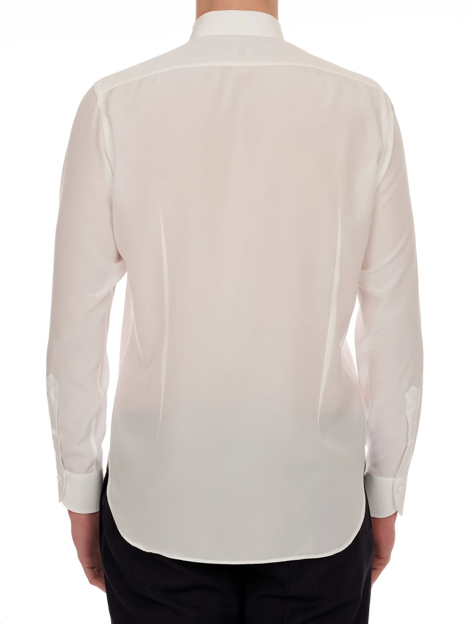 White Silk Shirt for Men with Classic Collar