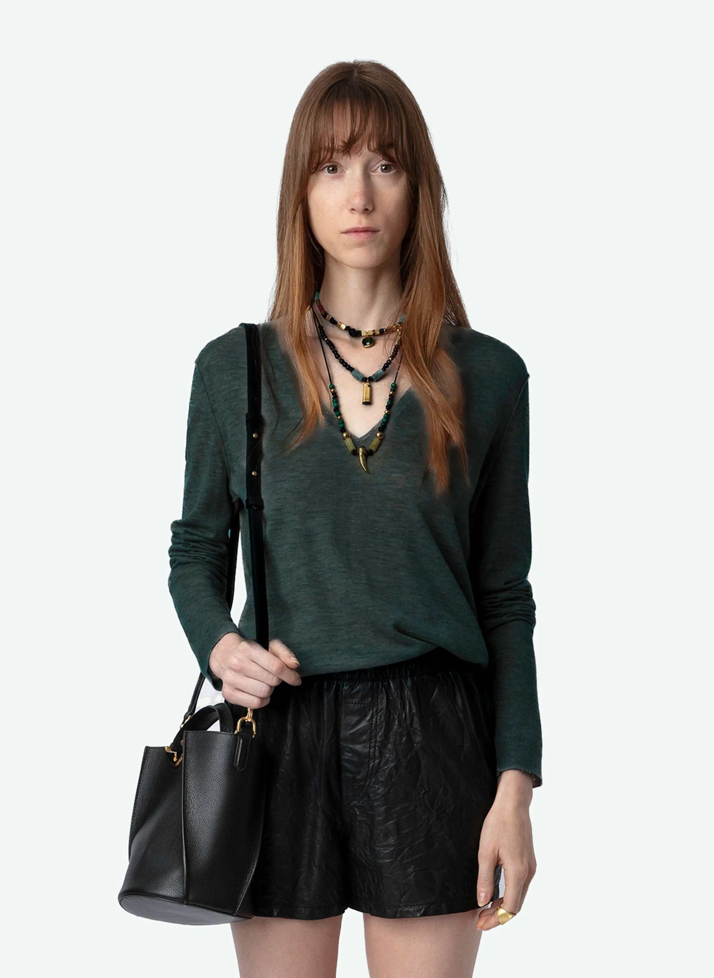  ZADIG&VOLTAIRE   RIVY - Maglione dritto con scollo a V in cashmere | Verde