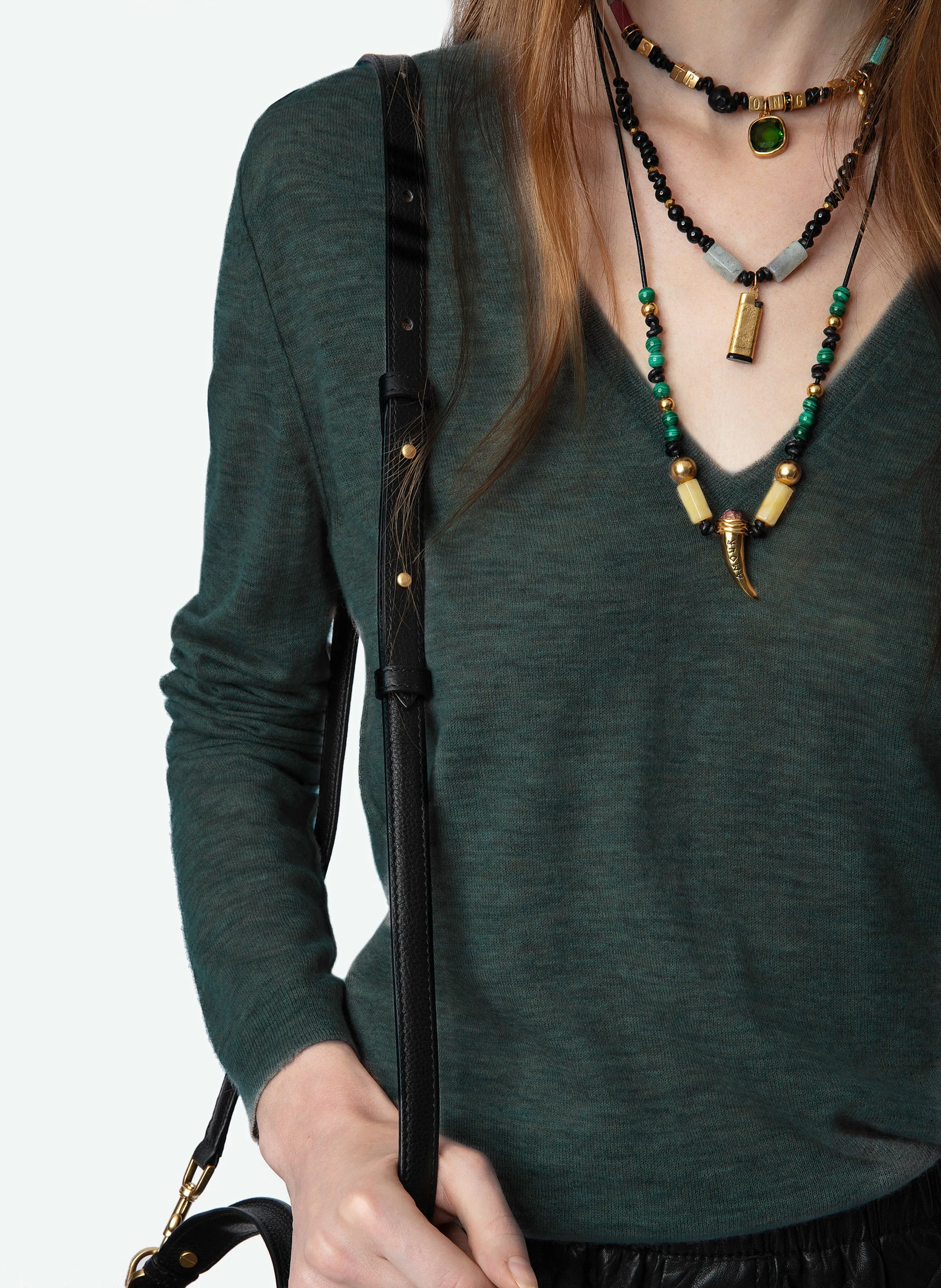  ZADIG&VOLTAIRE   RIVY - Maglione dritto con scollo a V in cashmere | Verde